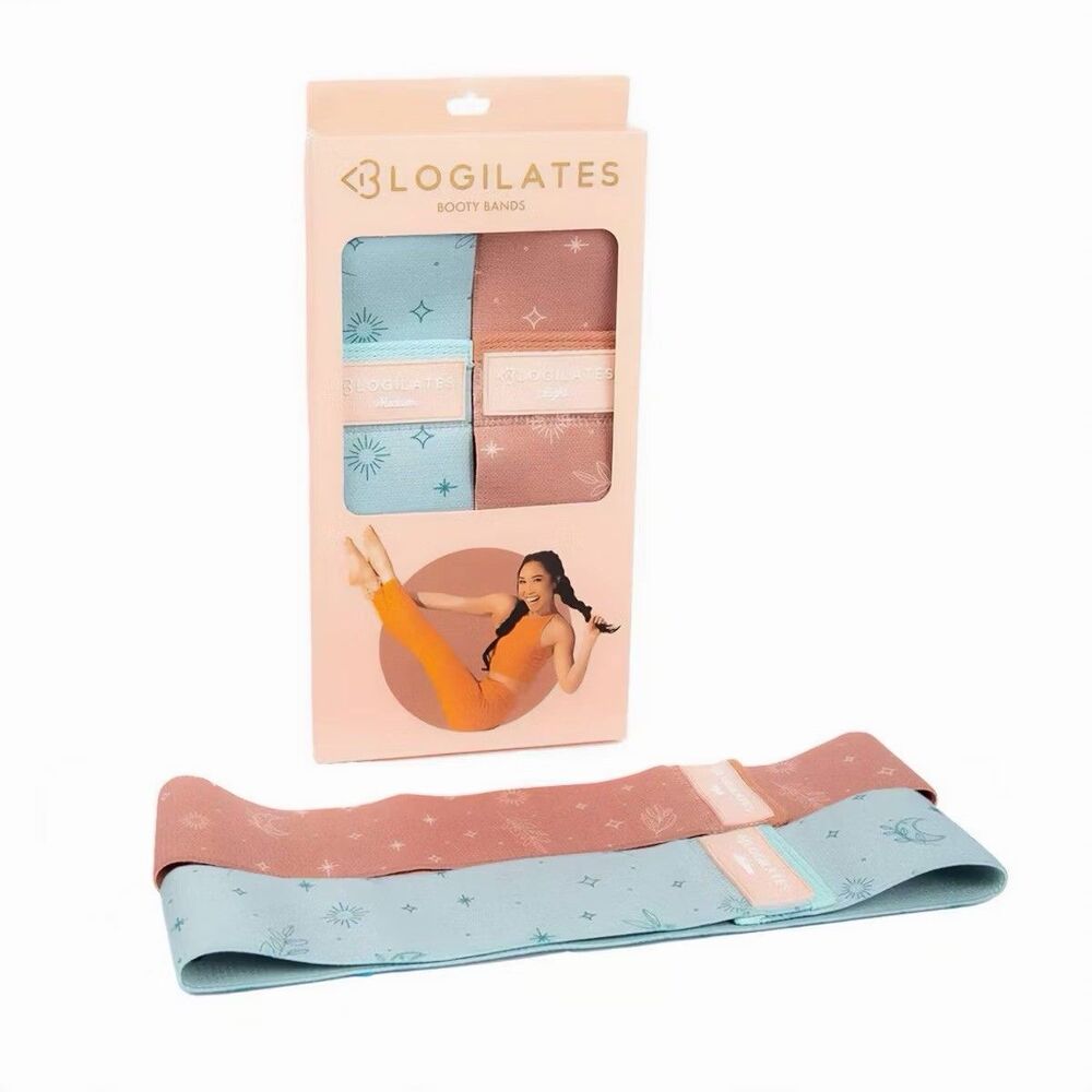 Blogilates Booty Resistance Bands 2Pk Peach Orange Blue Medium Light